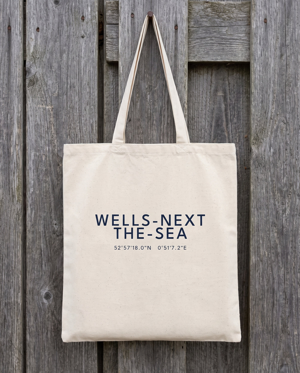 Your Town Merch — Wells-next-the-Sea Coordinates Natural Tote lifestyle