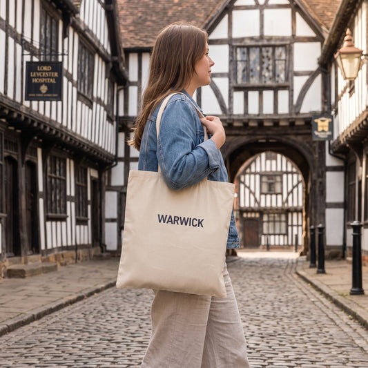 Your Town Merch — Warwick Natural Tote lifestyle