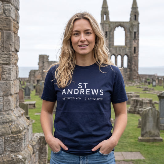 St Andrews — Coordinates Navy Tee