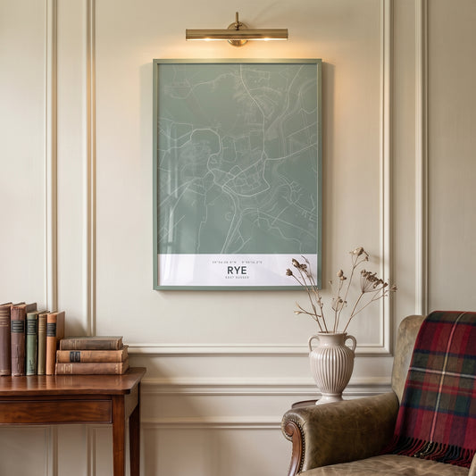 Your Town Merch — Rye Framed Map Print (Sage) lifestyle