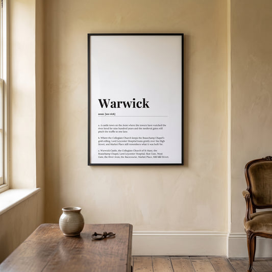Your Town Merch — Warwick Framed Dictionary Print lifestyle