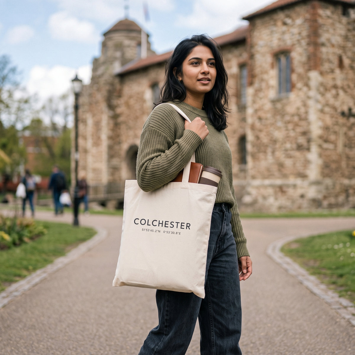 Your Town Merch — Colchester Coordinates Natural Tote lifestyle