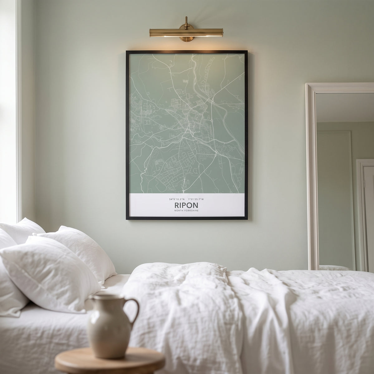 Your Town Merch — Ripon Framed Map Print (Sage) lifestyle
