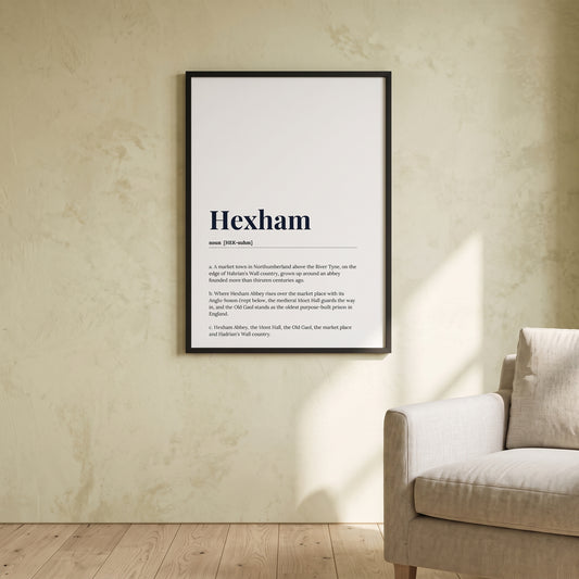 Hexham — Framed Dictionary Print