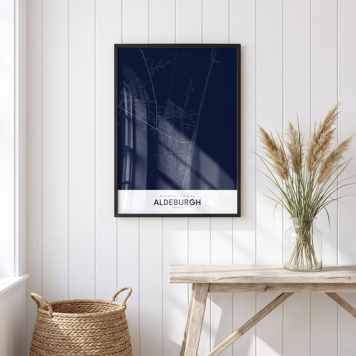 Aldeburgh — Framed Map Print (Navy)