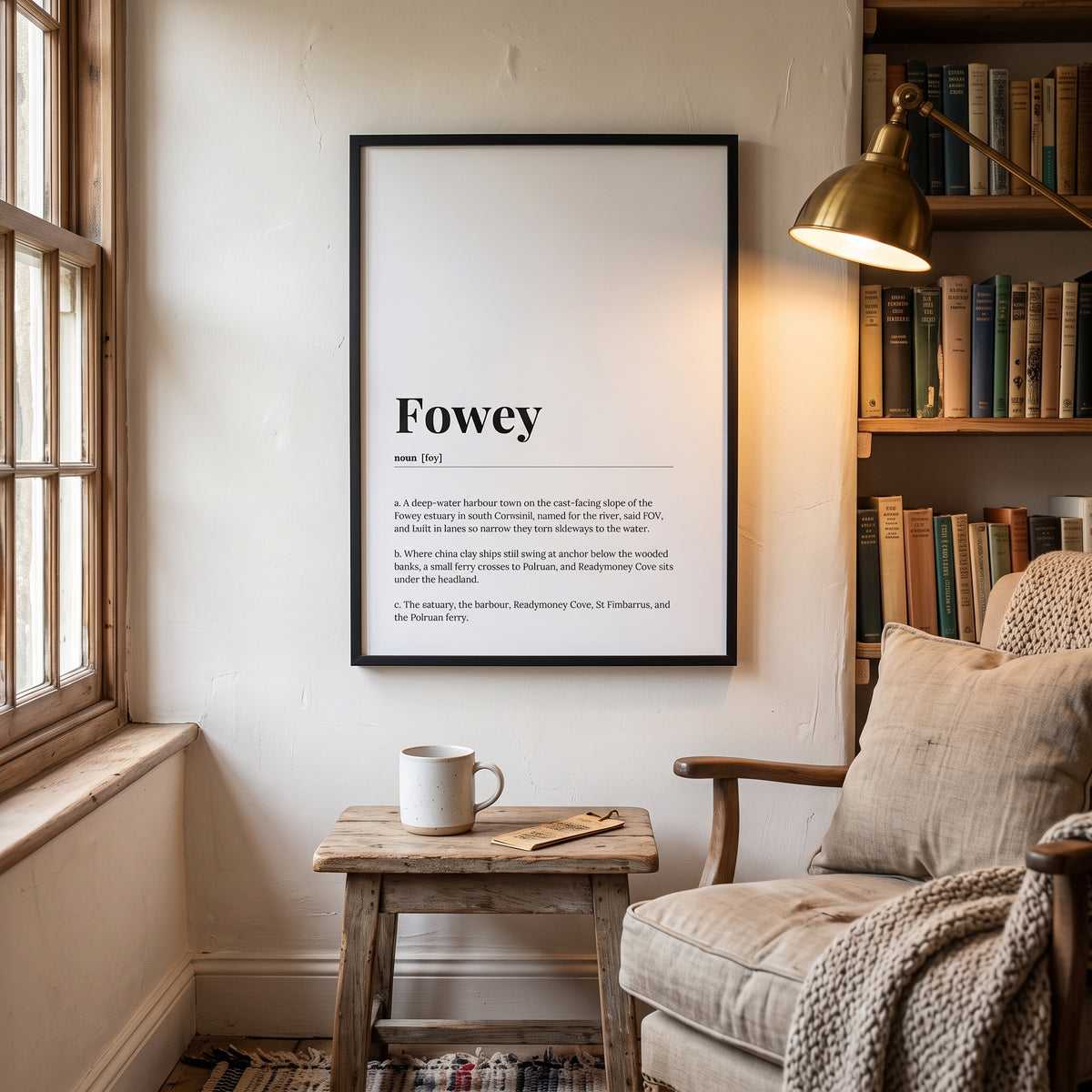 Your Town Merch — Fowey Framed Dictionary Print lifestyle
