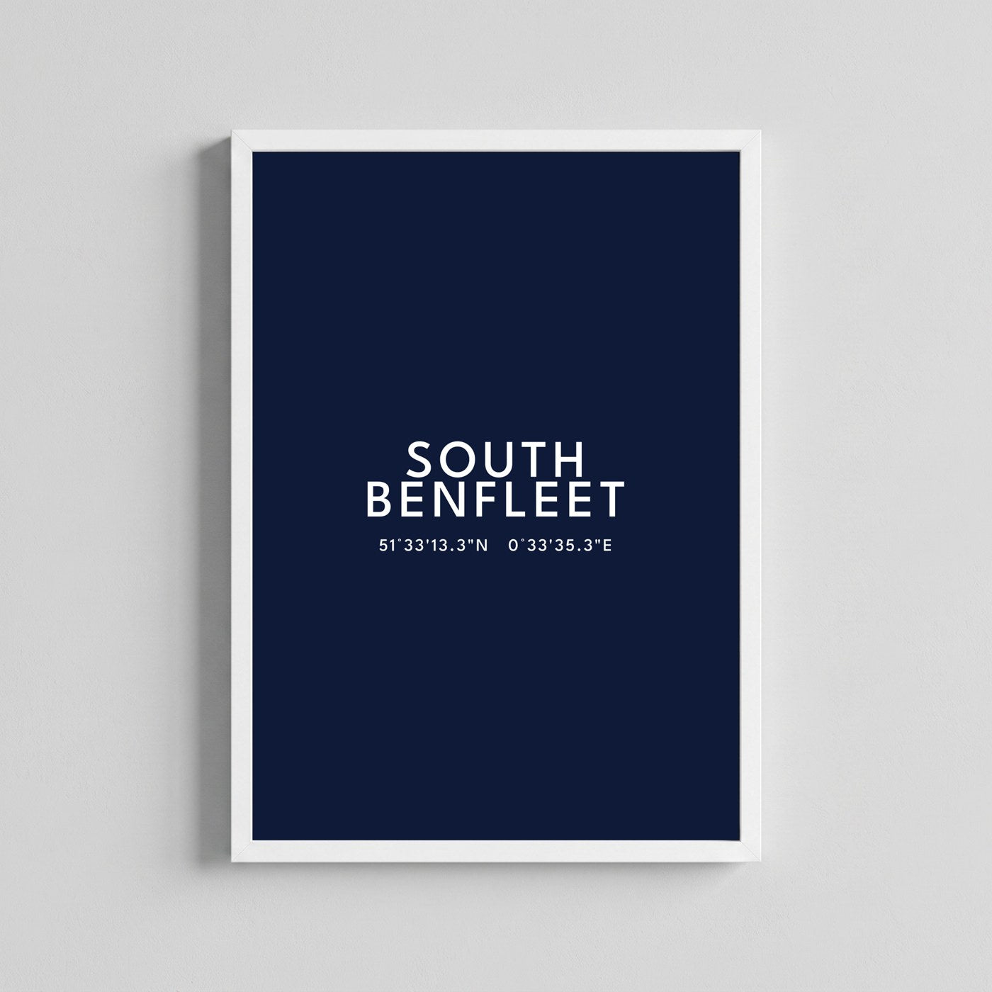 South Benfleet — Framed Coordinates Print (Navy)