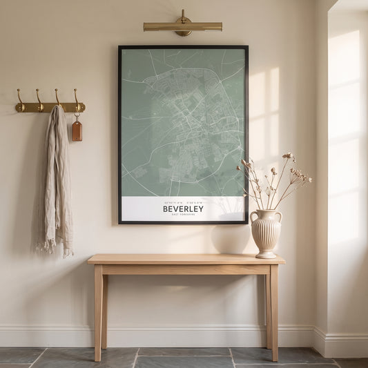 Beverley — Framed Map Print (Sage)