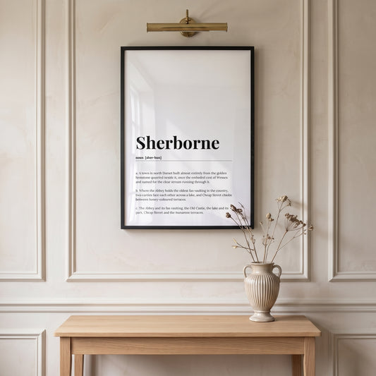 Your Town Merch — Sherborne Framed Dictionary Print lifestyle