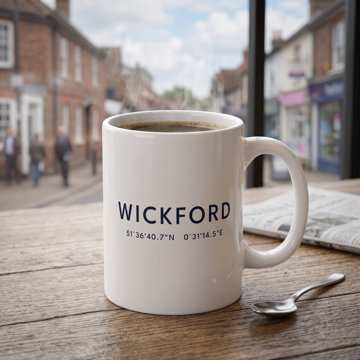 Your Town Merch — Wickford Coordinates Ceramic Mug lifestyle
