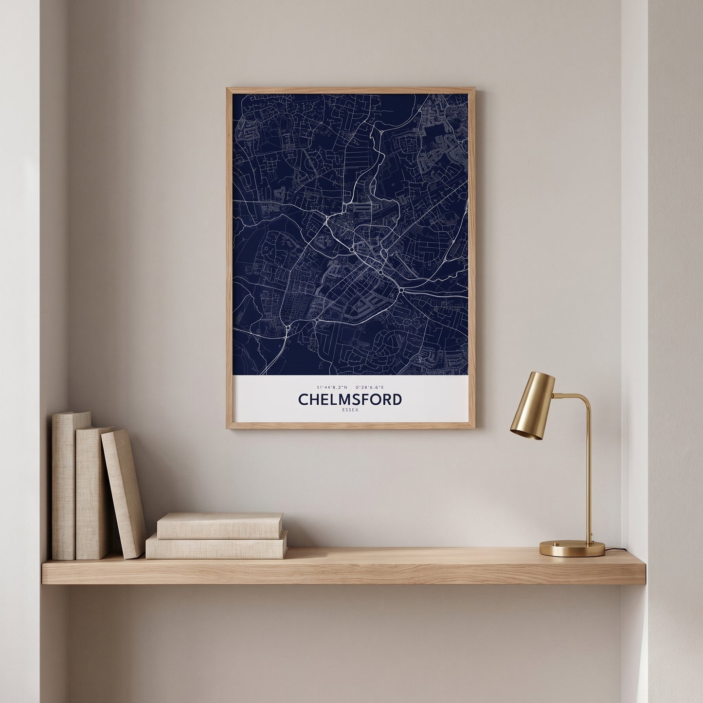 Chelmsford — Framed Map Print (Navy)