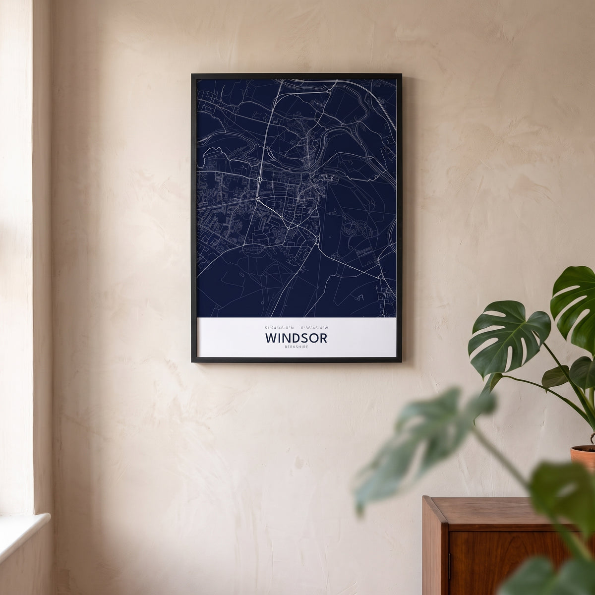 Your Town Merch — Windsor Framed Map Print (Navy) lifestyle
