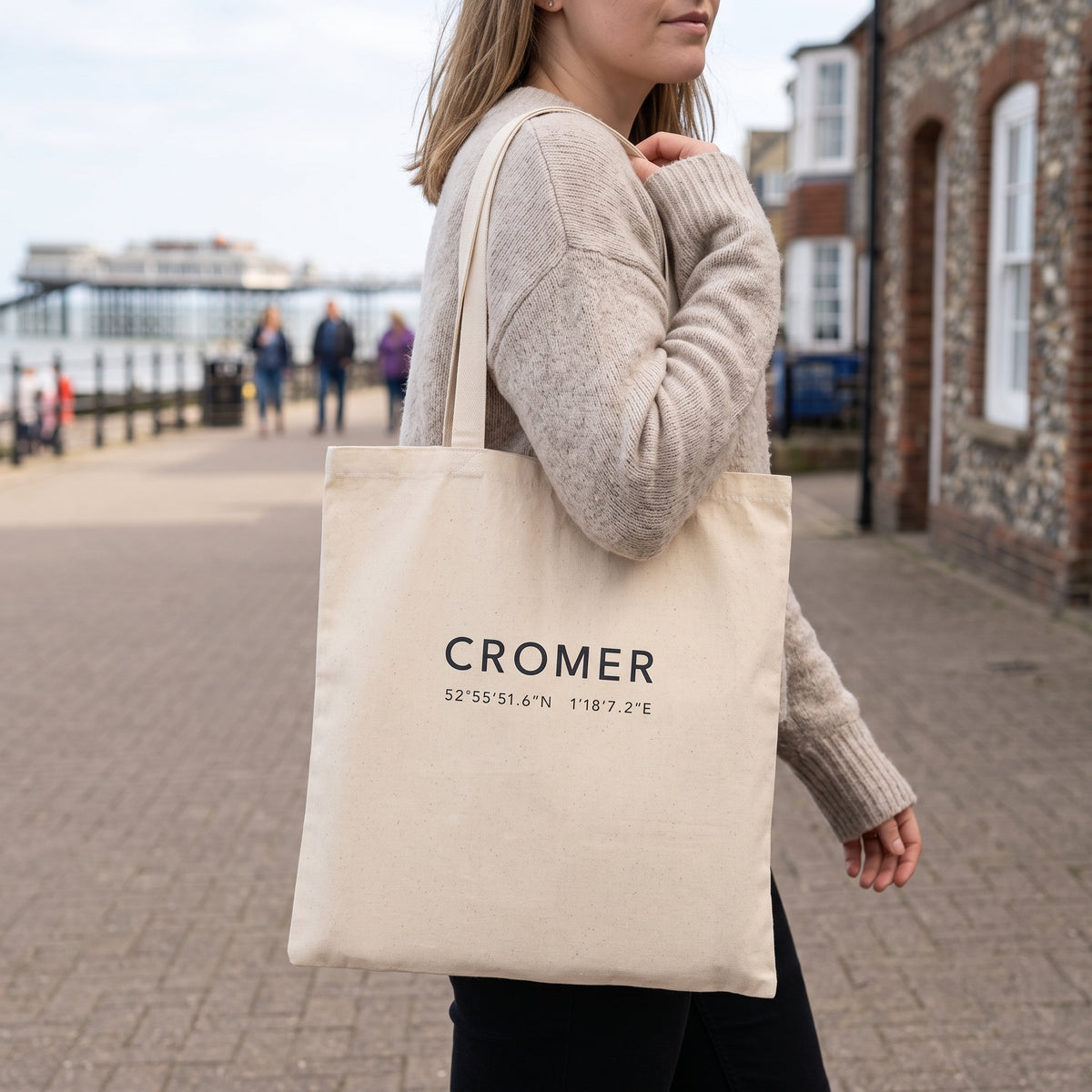 Your Town Merch — Cromer Coordinates Natural Tote lifestyle