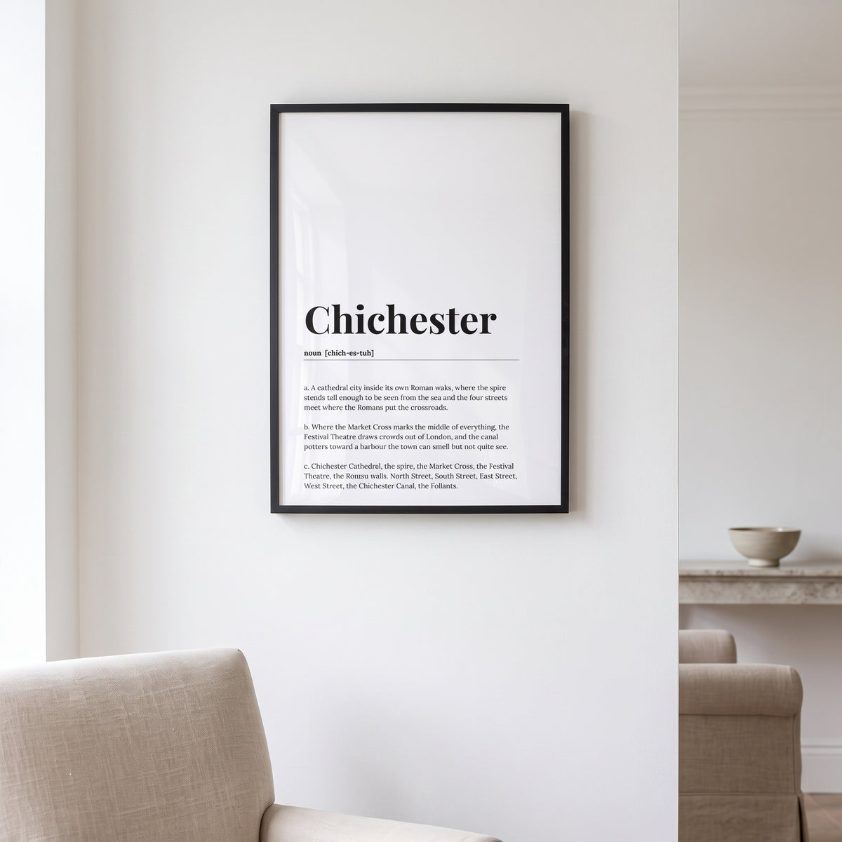 Your Town Merch — Chichester Framed Dictionary Print lifestyle