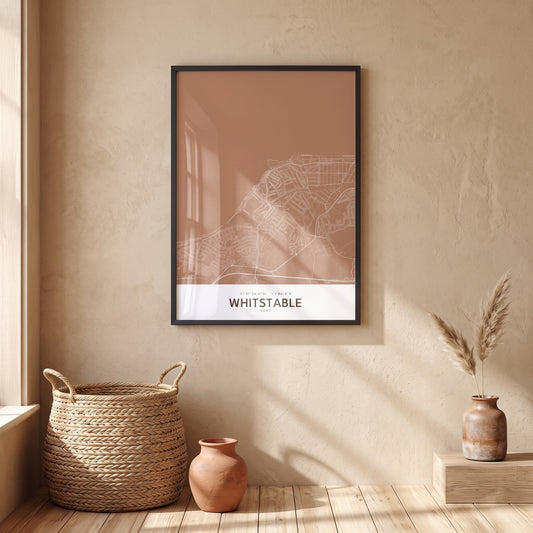 Your Town Merch — Whitstable Framed Map Print (Terracotta) lifestyle