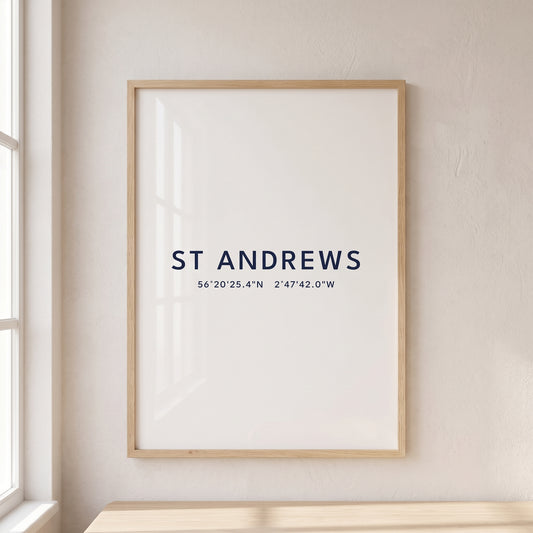 St Andrews — Coordinates Print (White)