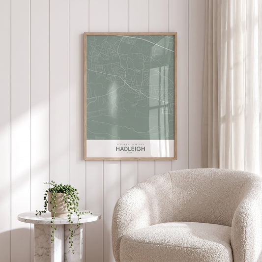 Hadleigh — Framed Map Print (Sage)