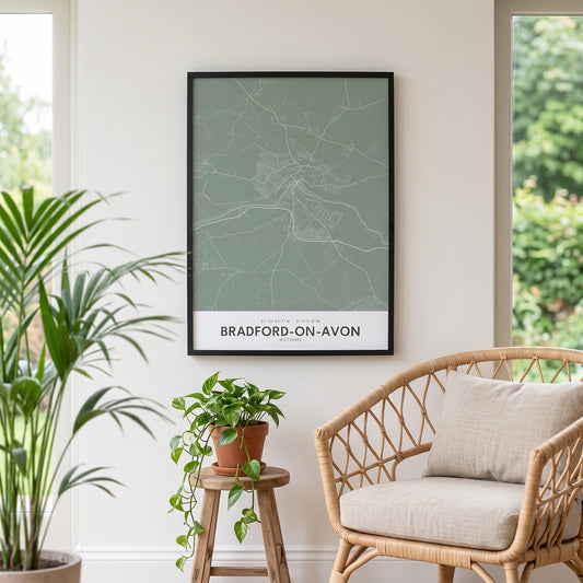 Bradford-on-Avon — Framed Map Print (Sage)