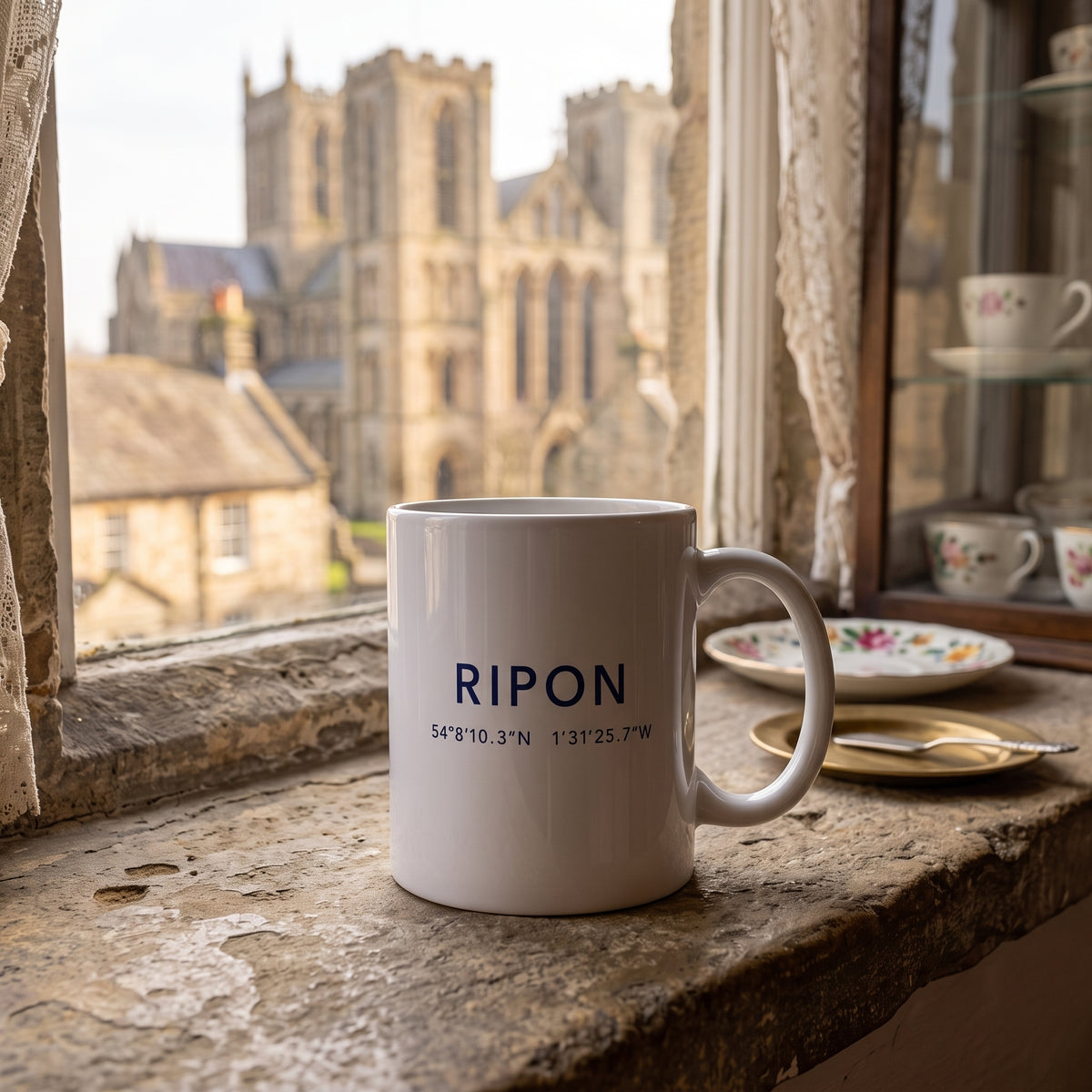 Your Town Merch — Ripon Coordinates Ceramic Mug lifestyle