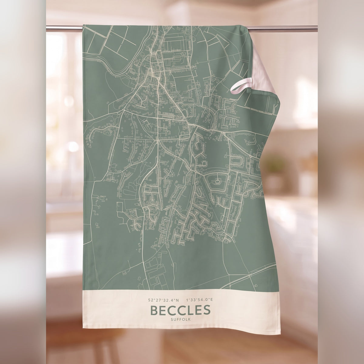 Your Town Merch — Beccles Map Tea Towel lifestyle