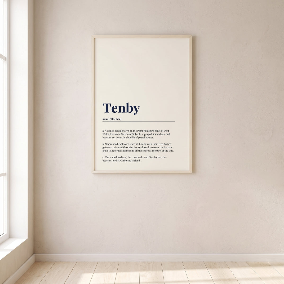 Your Town Merch — Tenby Framed Dictionary Print lifestyle