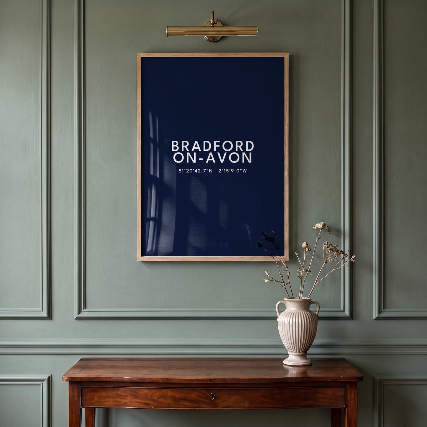 Bradford-on-Avon — Framed Coordinates Print (Navy)