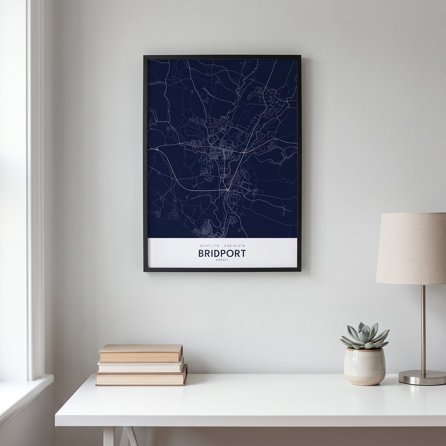 Bridport — Framed Map Print (Navy)