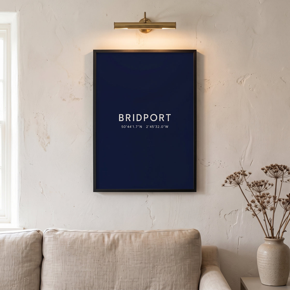 Bridport — Framed Coordinates Print (Navy)