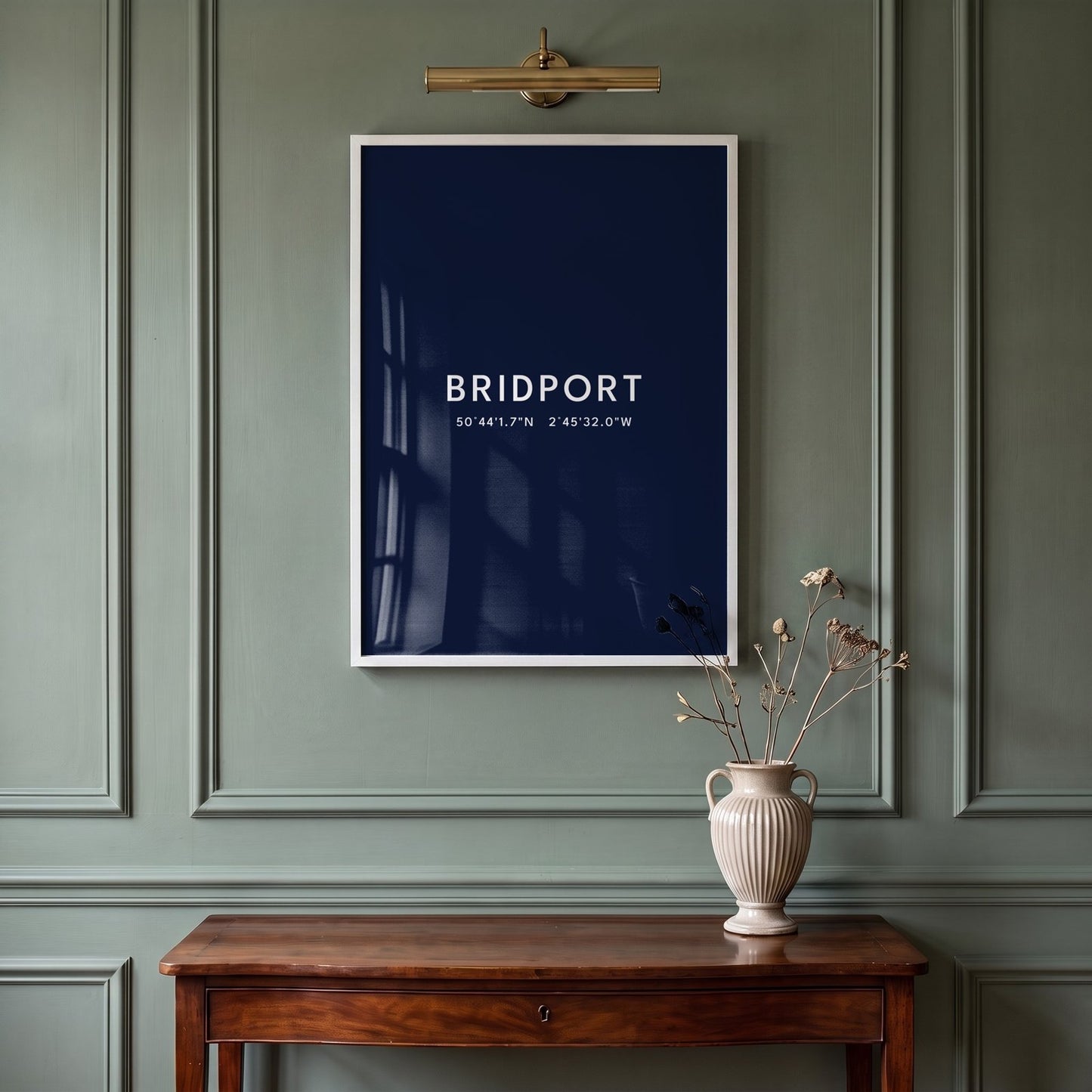 Bridport — Framed Coordinates Print (Navy)