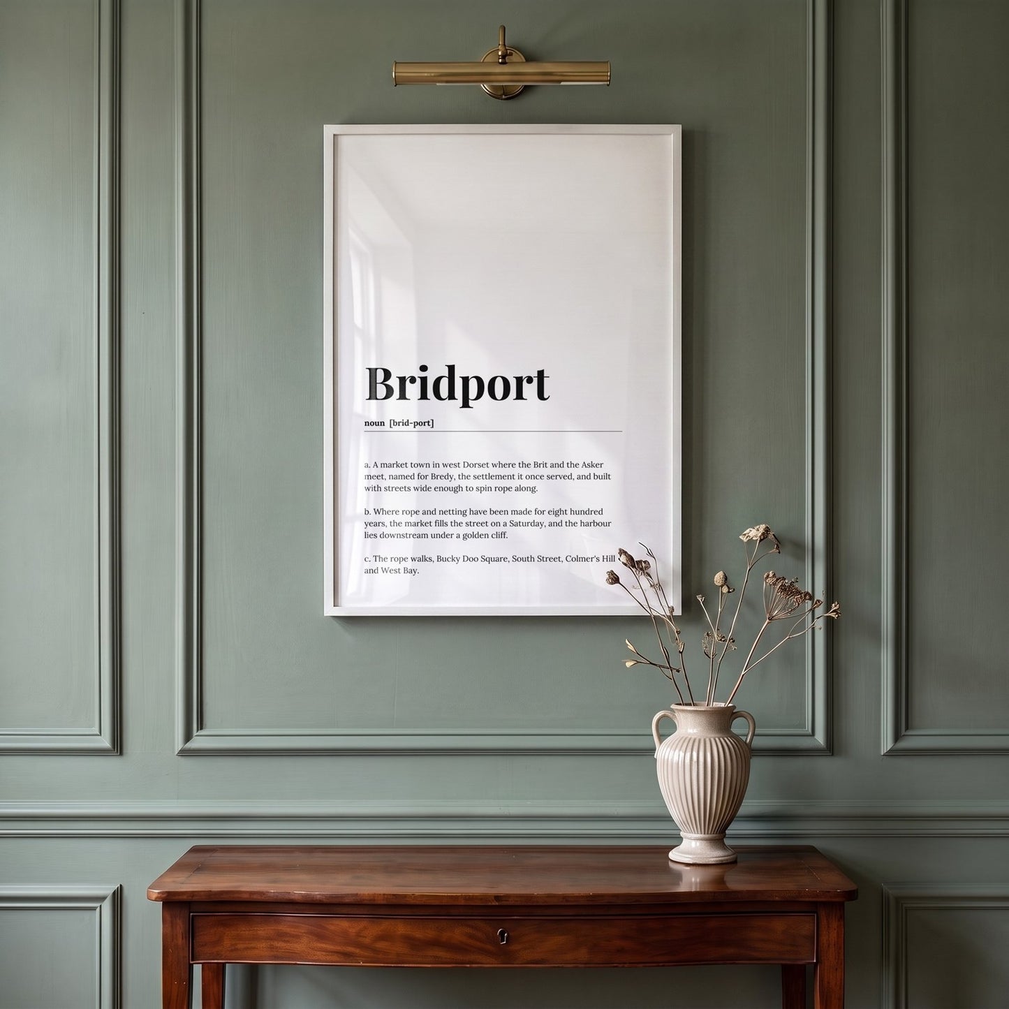 Bridport — Framed Dictionary Print