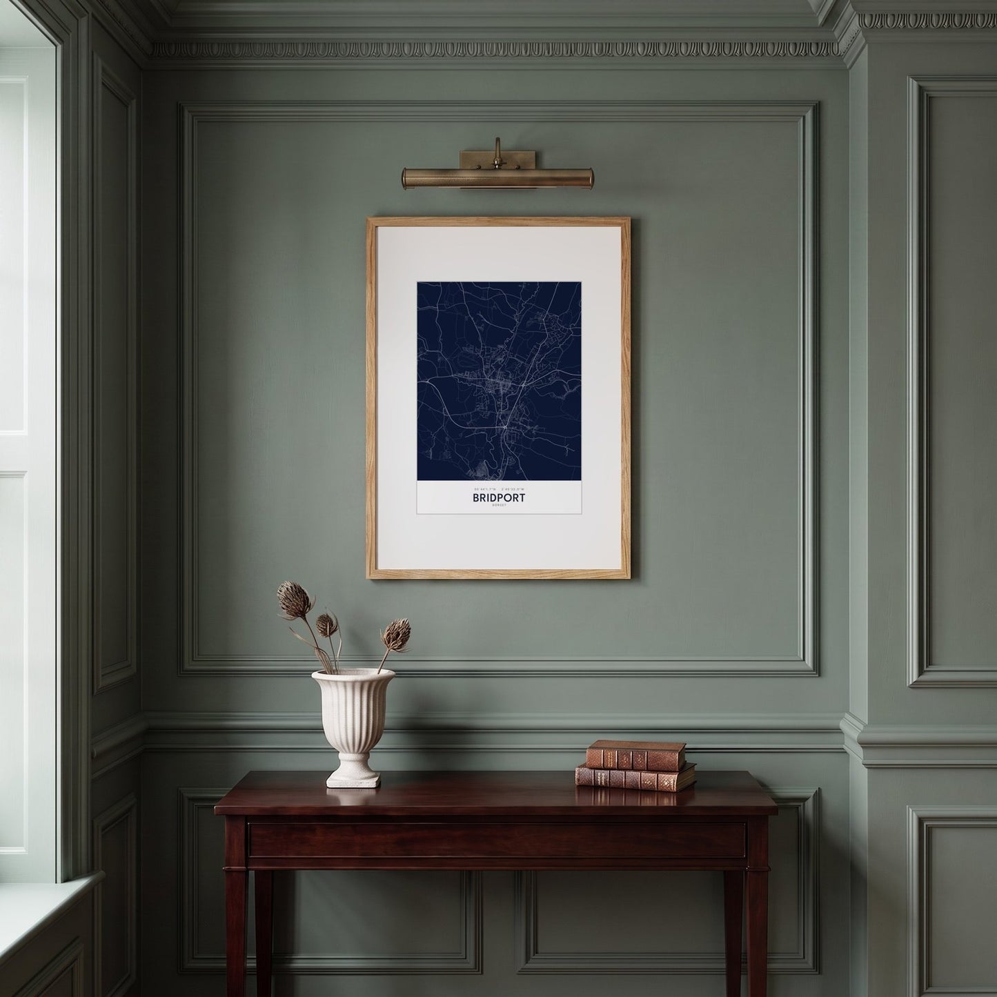 Bridport — Framed Map Print (Navy)