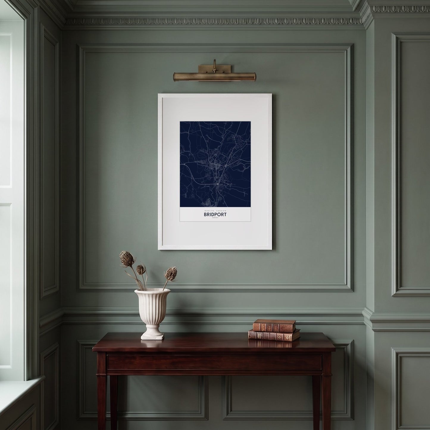 Bridport — Framed Map Print (Navy)