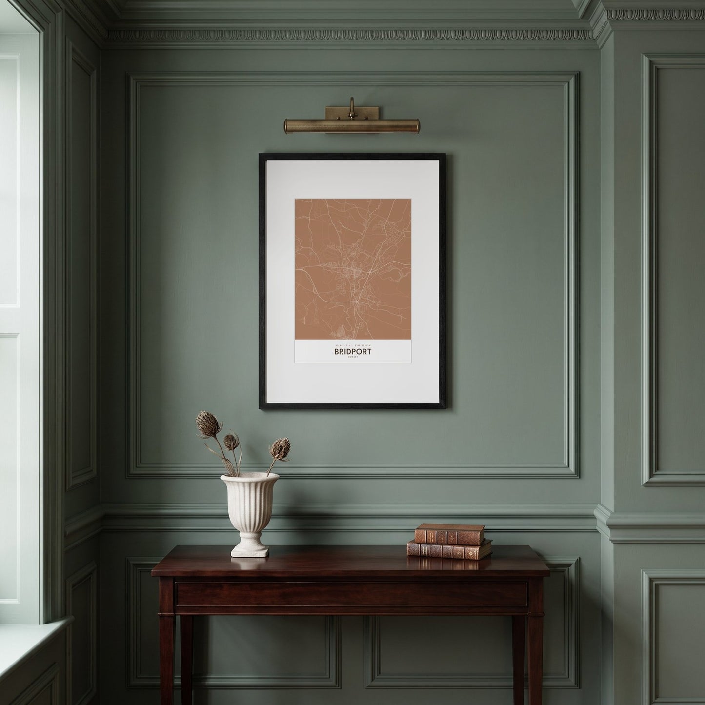 Bridport — Framed Map Print (Terracotta)
