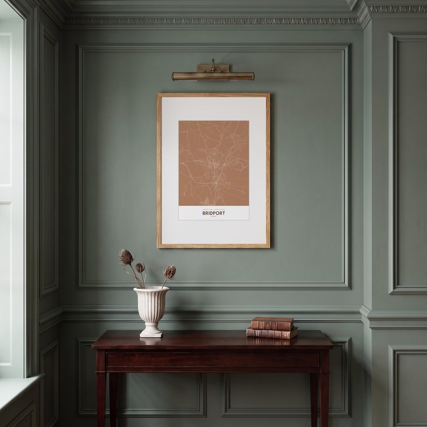 Bridport — Framed Map Print (Terracotta)