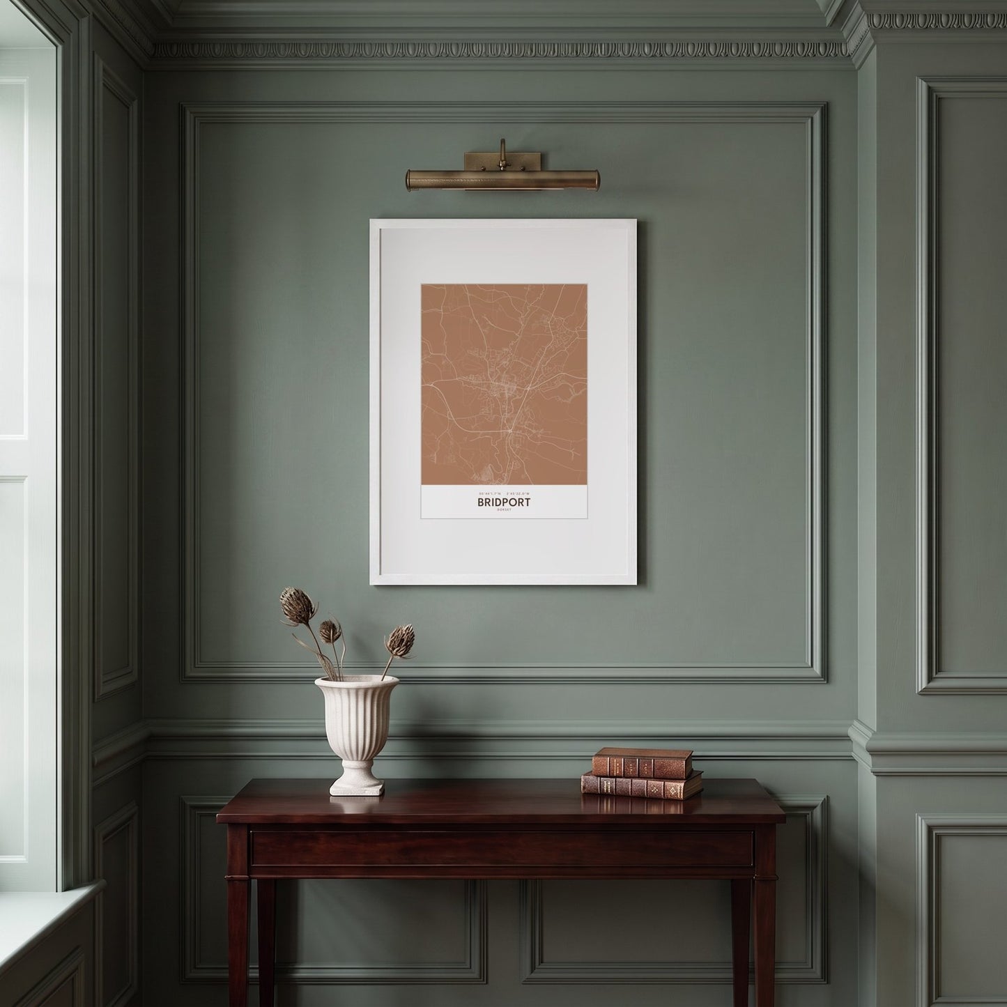 Bridport — Framed Map Print (Terracotta)