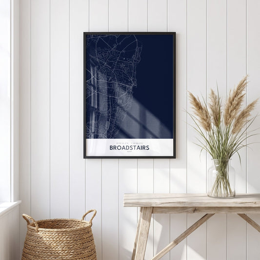 Broadstairs — Framed Map Print (Navy)