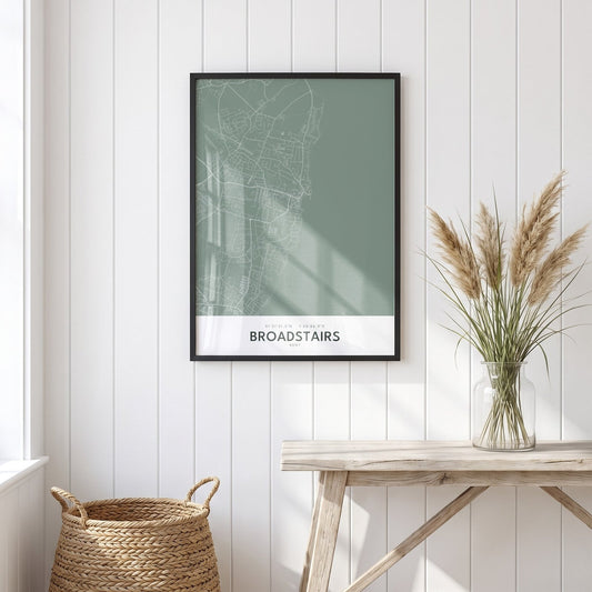 Broadstairs — Framed Map Print (Sage)