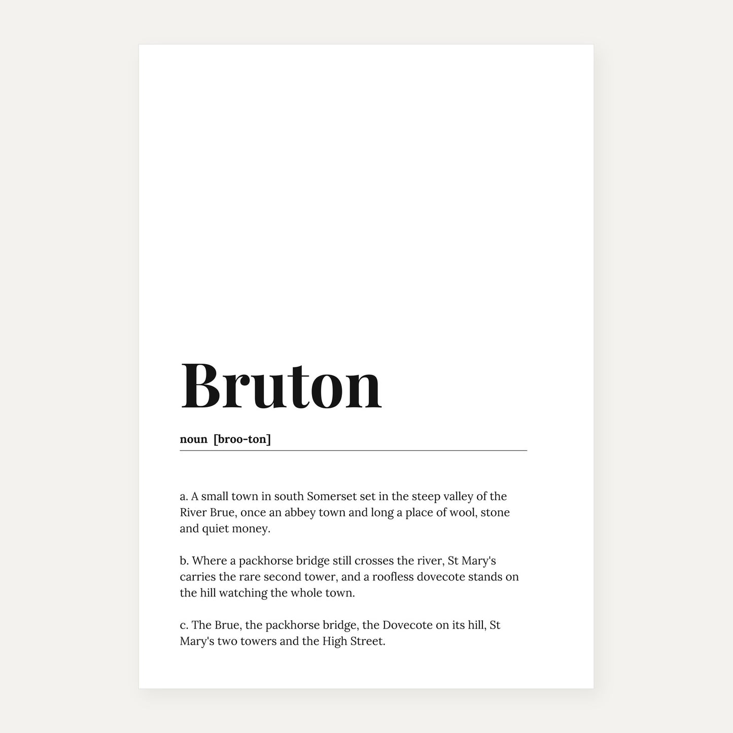 Bruton — Dictionary Print