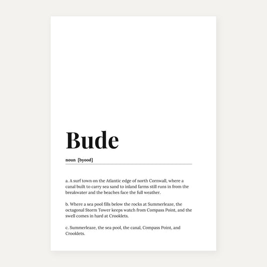 Bude — Dictionary Print