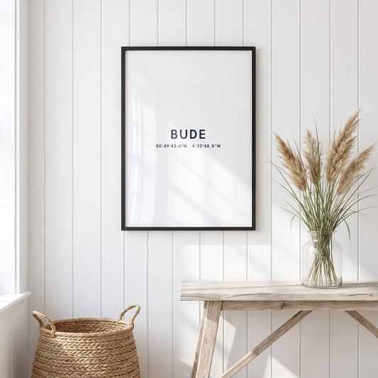 Bude — Framed Coordinates Print