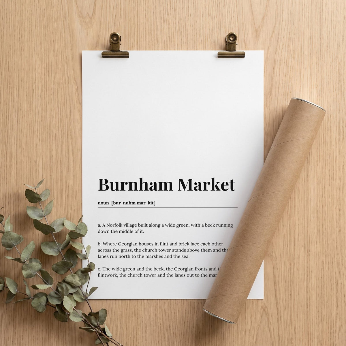 Your Town Merch — Burnham Market Dictionary Print lifestyle