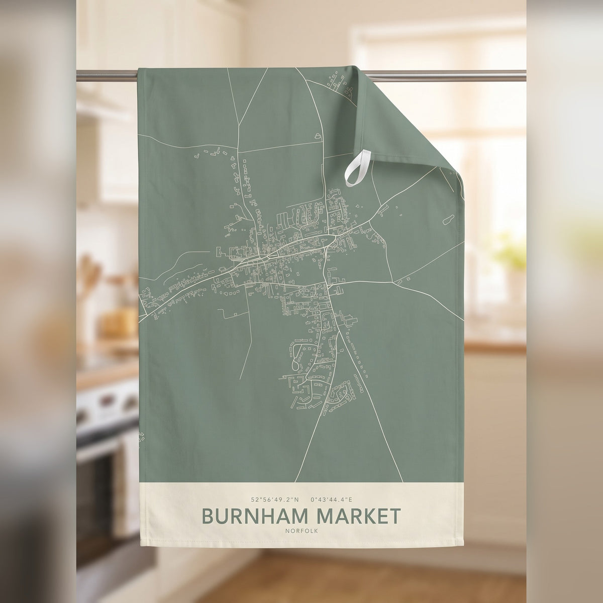 Your Town Merch — Burnham Market Map Tea Towel lifestyle