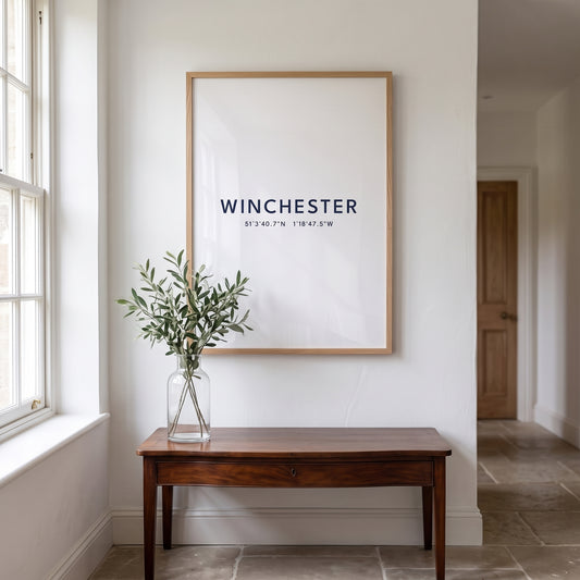 Your Town Merch — Winchester Framed Coordinates Print lifestyle