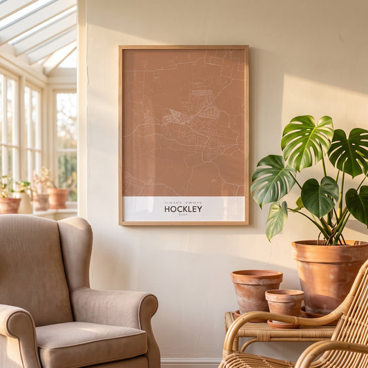 Hockley — Framed Map Print (Terracotta)