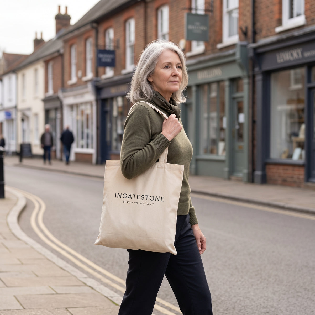 Your Town Merch — Ingatestone Coordinates Natural Tote lifestyle