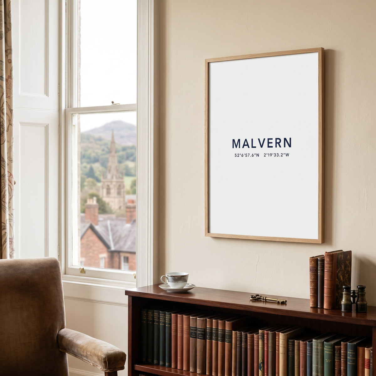 Your Town Merch — Malvern Coordinates Print (White) lifestyle
