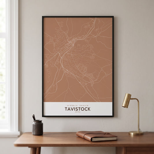 Your Town Merch — Tavistock Framed Map Print (Terracotta) lifestyle