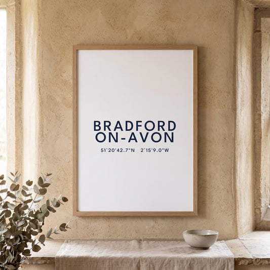 Bradford-on-Avon — Coordinates Print (White)