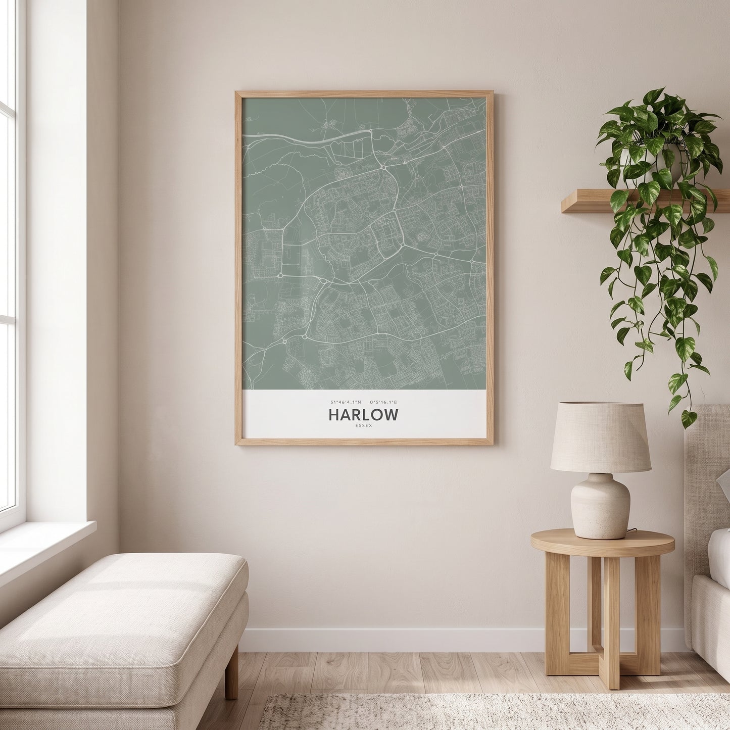 Harlow — Framed Map Print (Sage)