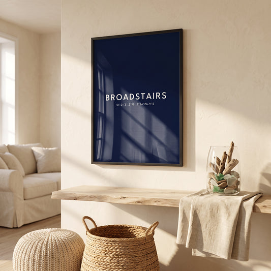 Broadstairs — Framed Coordinates Print (Navy)
